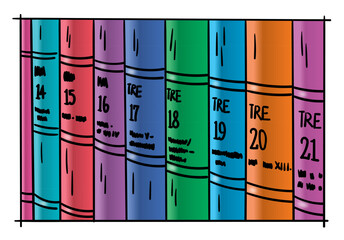 hand drawn color book bindings. scribble color book spines. side by side book bindings - obrazy, fototapety, plakaty