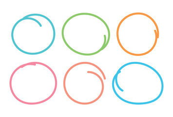 hand drawn colored rings. scribble colored circles