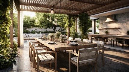 Outdoor dining seamlessly connected indoors.