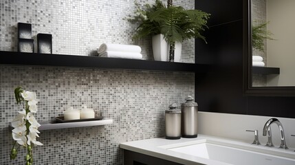 Refresh a bathroom with a mosaic accent wall and contemporary fixtures. It's a small space with big style.