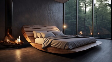 Reimagine a bedroom with a platform bed and diffused lighting. It's a cocoon of calm and comfort.