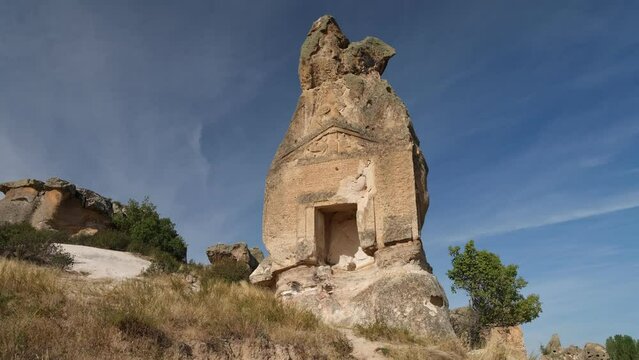 Aslankaya Temple. Phrygian history. Anatolian civilisations. One of the important historical points of the Phrygian valley. Turkey travel destinations. Afyonkarahisar, Turkey. 4k video 