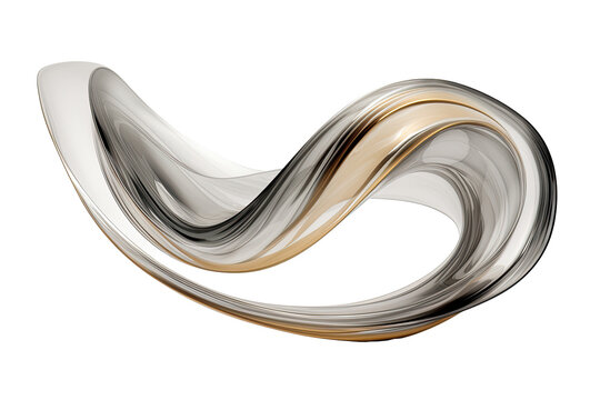 Metallic flow swirl wave or intertwined isolated on transparent background, Curvy metal shape, abstract motion liquid twisted.