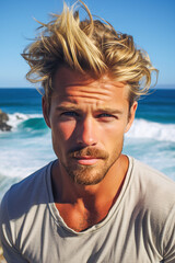 Fototapeta premium selfie of an caucasian boy with blond hair 