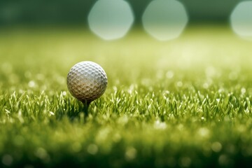 golf ball on green field. Generative AI