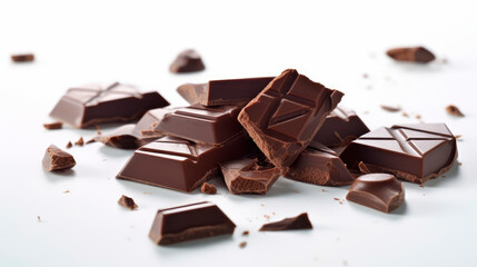 ounces of chocolate isolated on white