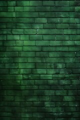 Green brick wall background.