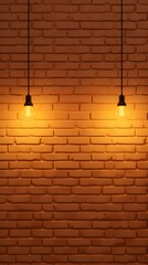 Light orange brick wall with lamp. 