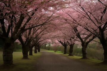 Fototapeta na wymiar Japanese cherry trees. Generative AI