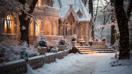 Fototapeta premium Castle like Home in Winter Wonderland 