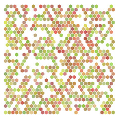 Colorful hexagons, halftone random background.	