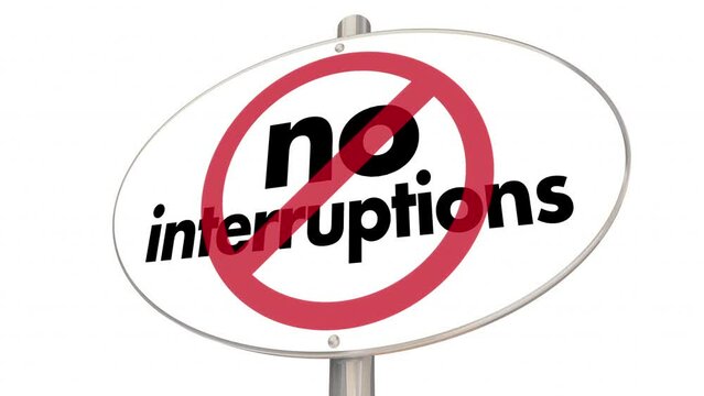 No Interruptions Distractions Sign Symbol Do Not Disturb Warning 3d Animation