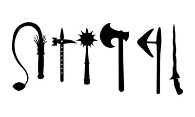 antique weapons silhouettes - obrazy, fototapety, plakaty