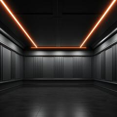 A Black Room Lit by Fluorescent Orange Lights Background