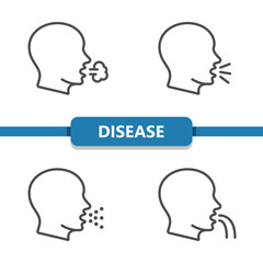 Disease Icons. Sick, Sickness, Coughing, Throwing Up Vector Icon