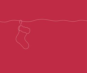 Continuous one-line drawing of Christmas sock. Christmas sock isolated on white background. Vector illustration