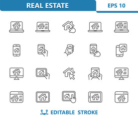 Real Estate Icons. Technology, Online, House, Home, Computer, Tablet, Mobile Phone