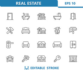 Home Icons. Real Estate, House, Household, Building, Furniture