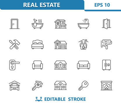 Home Icons. Real Estate, House, Household, Building, Furniture