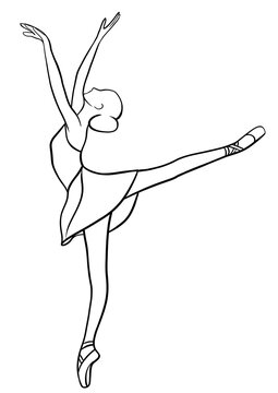 Ballerina outline illustration isolated on transparent background