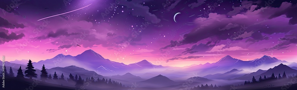 Wall mural an image of a purple sky with stars and a background generative ai