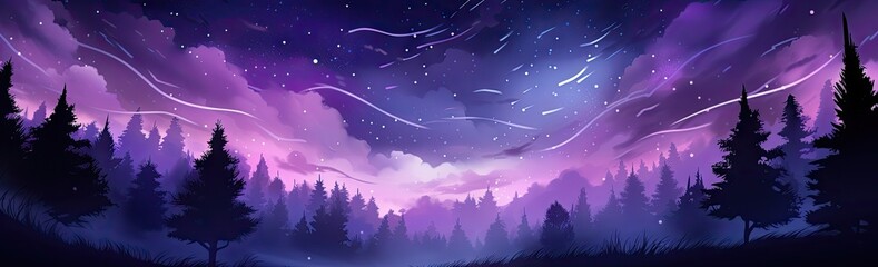 Fototapeta premium a night sky of stars in a purple forest Generative AI