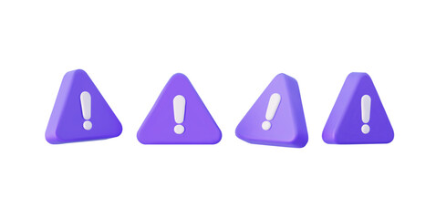 Obraz na płótnie Canvas Realistics caution purple triangle symbol. For notifications of danger, an important message, calls, or system failures. 
