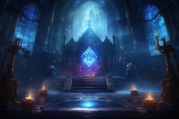 dark fantasy interior of a magic cathedral, ai tools generated image