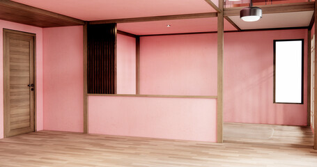 Pink Muji empty room japanese style minimal interior