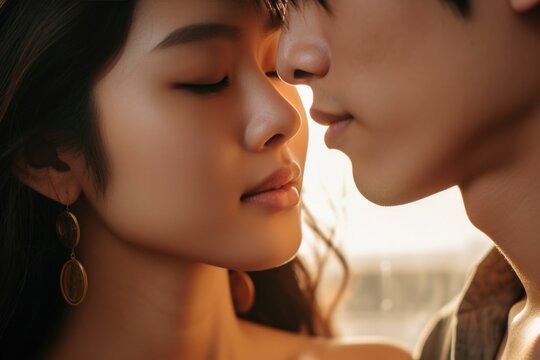 In this dorama-inspired shot, a charming young Asian couple graces the frame with their magnetic presence.