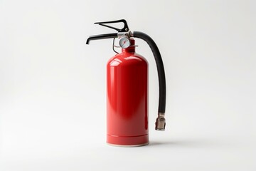 Classic red fire extinguisher on a white background. Generative AI
