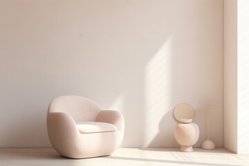 Fototapeta na wymiar Modern pastel colors armchair in the contemporary livining room interior with copy space
