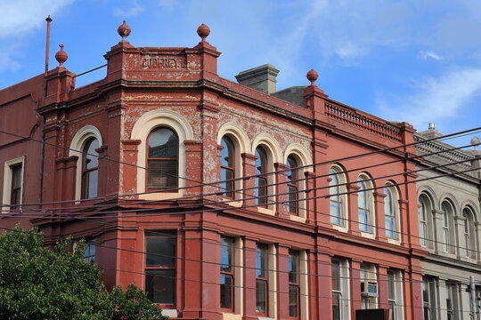 Heritage Godfrey 1 building at Brunswick and Victoria Streets southeast corner, Fitzroy suburb. Melbourne-Australia-995