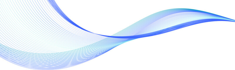 Blue wave swirl swoosh. Undulate sound wave, dynamic twisted lines. Deep blue and teal sea water flow. Isolated border, decorative design element. Abstract curve, transparent. Vector illustration - obrazy, fototapety, plakaty