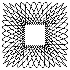 An outline illustration of a square geometric guilloche tile.