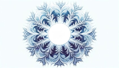 Fototapeta na wymiar Frosty Fractal Radiance on Icy Blue