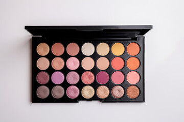 Professional makeup palette case and set, cosmetics, brushes, brushes and sponges.