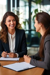 Female consultant with financial manager at a bank
