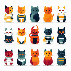 llustration Vector set of cats abstract