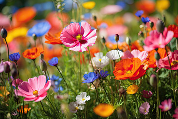 Pink Cosmos flowers background