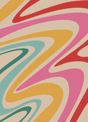 bright multicolored retro poster made of lines