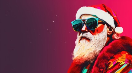 Santa claus. christmas. santa claus in glasses and sunglasses.