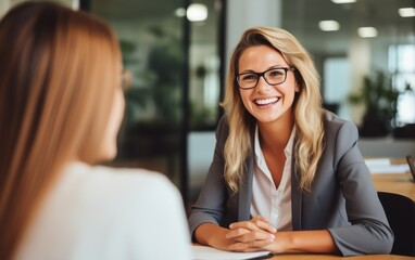 Female consultant with financial manager at a bank