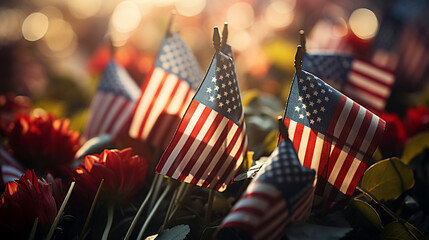 A solemn visit to a military cemetery on National Freedom Day, with rows of American flags adorning the graves of fallen heroes