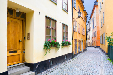 Fototapeta na wymiar Street of the Old Town of Stockholm, Sweden