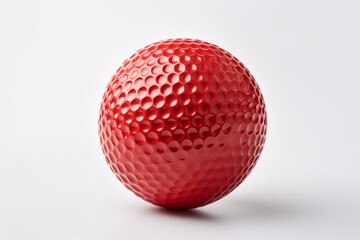 A red golf ball with a heart design. Isolated on a white background. Generative AI