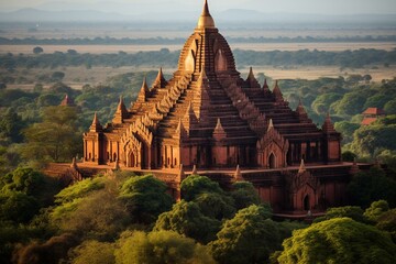 Impressive temple architecture in Bagan, a global wonder. Generative AI - obrazy, fototapety, plakaty