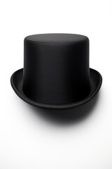 A shiny black top hat isolated on a white background.
