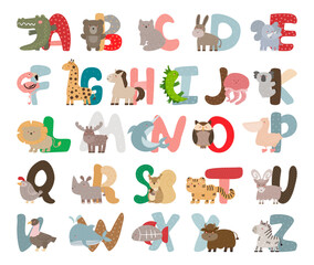 Fototapeta premium animal alphabet vector set isolated