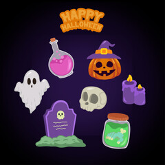Fototapeta premium halloween spooky icon of halloween, happy halloween, Skull, Boo, Halloween cartoon icons